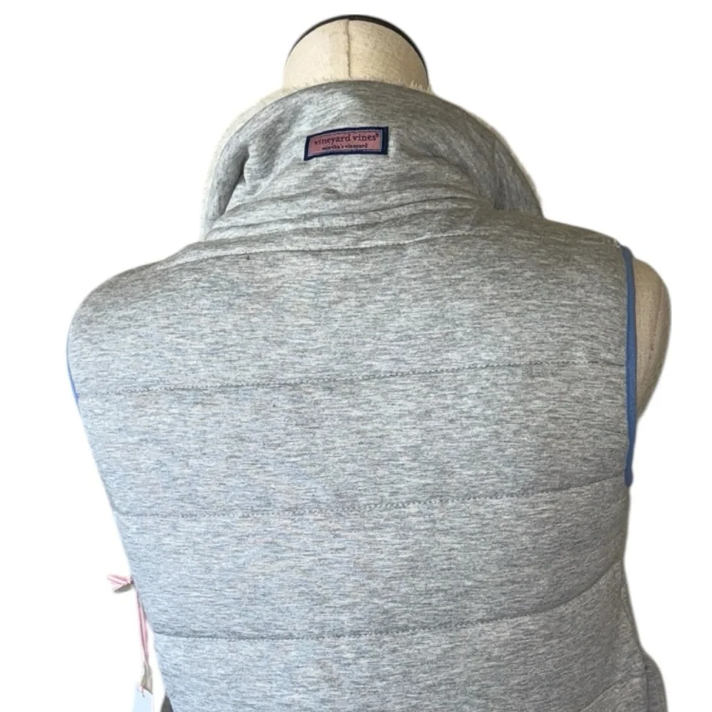 NWT Vineyard Vines Gray Girls Soft Cody Jersey Zip Vest W/Sherpa Collar XL (16)